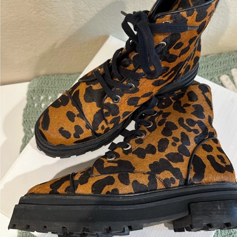 SCHUTZ Leopard Print Combat Boots - Picture 4 of 8